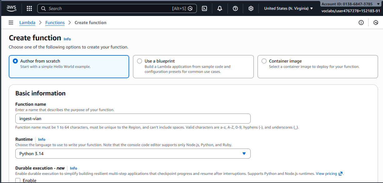 Create Lambda Ingest 1
